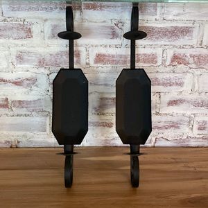 Pair of iron candle stick holders